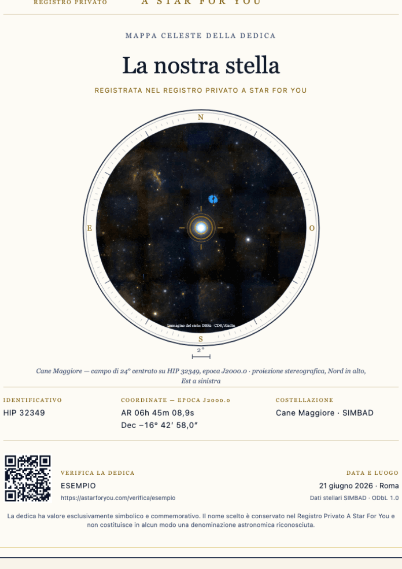 Dettaglio ingrandito della mappa celeste della dedica